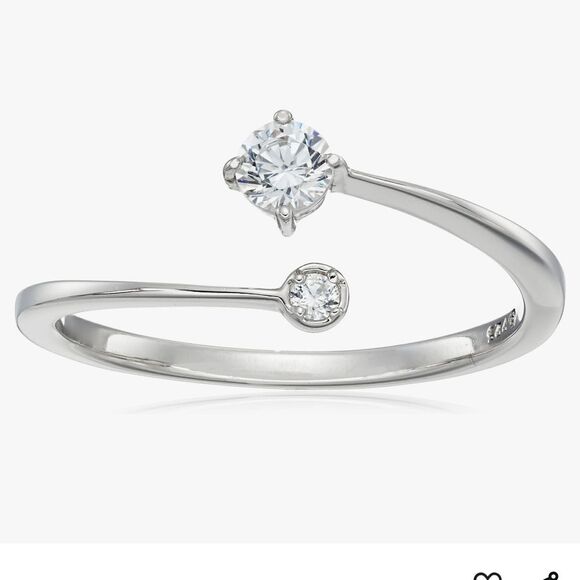 Amazon Jewelry - Elegant Platinum Plated Sterling Silver Open Ring with Zirconia